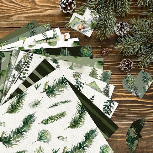 Forest Scrapbook Paper, 11.8in 24 Sheets (12 Double-Sided Designs) – Christmas Tree Craft Cardstock for DIY Photo Album Background, Journal Supplies,Card Making,Scrapbooking,Greeting Cards,Invitations in Saudi Arabia