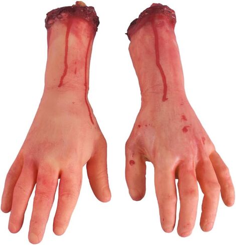 Scary Halloween Bloody Props Dead Body Parts Fake Arm Severed Hands Broken for Haunted House Halloween Vampire Zombie Party Decorations Supplies (Broken hands + feet + fingers) in Kuwait