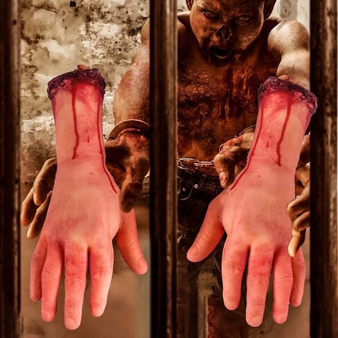 Scary Halloween Bloody Props Dead Body Parts Fake Arm Severed Hands Broken for Haunted House Halloween Vampire Zombie Party Decorations Supplies (Broken hands + feet + fingers) in Kuwait