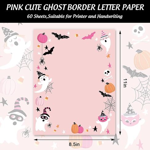 Whaline 60 Sheets Halloween Hallowery Leathead Paper Pumpkin Ghost Bat Paper for Party Invitations School Office Printing ، 8.5 × 11 Inch in Kuwait