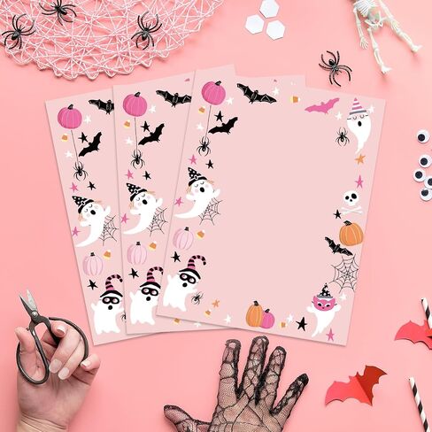 Whaline 60 Sheets Halloween Hallowery Leathead Paper Pumpkin Ghost Bat Paper for Party Invitations School Office Printing ، 8.5 × 11 Inch in Kuwait