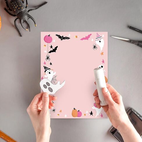 Whaline 60 Sheets Halloween Hallowery Leathead Paper Pumpkin Ghost Bat Paper for Party Invitations School Office Printing ، 8.5 × 11 Inch in Kuwait