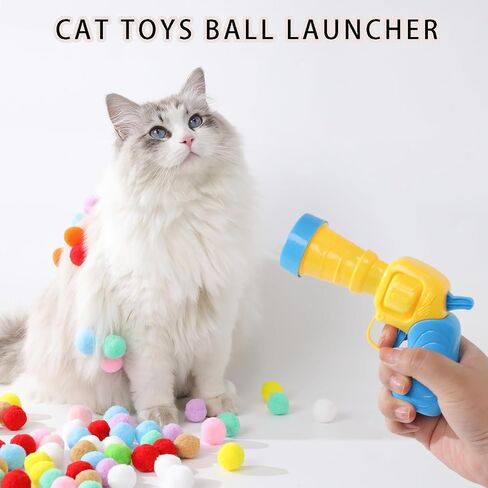 Cat Ball Toy Launcher Gun و 50 Blush Balls و 1 Plastic Gun ، ألعاب Cat تفاعلية ممتعة in Kuwait