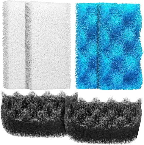 6 Pcs Aquarium Filters Bio Sponge Sets Compatible with fluval 106/107, Including 2 Blue 2 White 2 Black Bio Sponge for Replacement Filter Media Kit in Kuwait