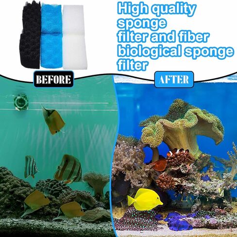 6 Pcs Aquarium Filters Bio Sponge Sets Compatible with fluval 106/107, Including 2 Blue 2 White 2 Black Bio Sponge for Replacement Filter Media Kit in Kuwait