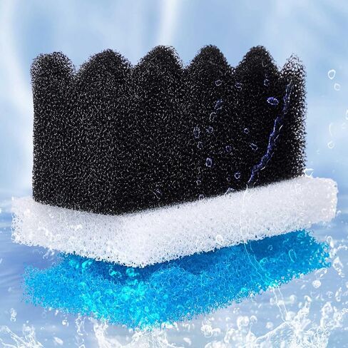 6 Pcs Aquarium Filters Bio Sponge Sets Compatible with fluval 106/107, Including 2 Blue 2 White 2 Black Bio Sponge for Replacement Filter Media Kit in Kuwait