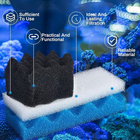 6 Pcs Aquarium Filters Bio Sponge Sets Compatible with fluval 106/107, Including 2 Blue 2 White 2 Black Bio Sponge for Replacement Filter Media Kit in Saudi Arabia