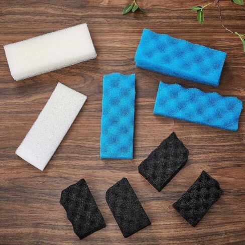 6 Pcs Aquarium Filters Bio Sponge Sets Compatible with fluval 106/107, Including 2 Blue 2 White 2 Black Bio Sponge for Replacement Filter Media Kit in Saudi Arabia