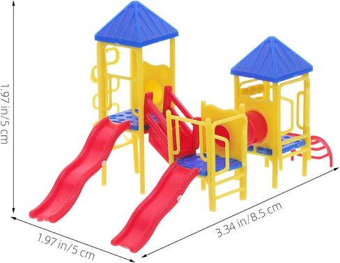 ملعب Garneck Miniature Dollhouse مجموعة مع شريحة ملونة بلاستيكية ملعب مصغرة للدمى أو الرمال المائدة دمية البيت الحلقات الحلي المنزلية in Kuwait