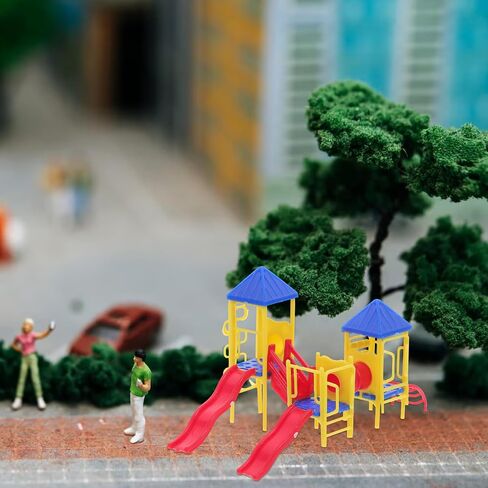 ملعب Garneck Miniature Dollhouse مجموعة مع شريحة ملونة بلاستيكية ملعب مصغرة للدمى أو الرمال المائدة دمية البيت الحلقات الحلي المنزلية in Kuwait