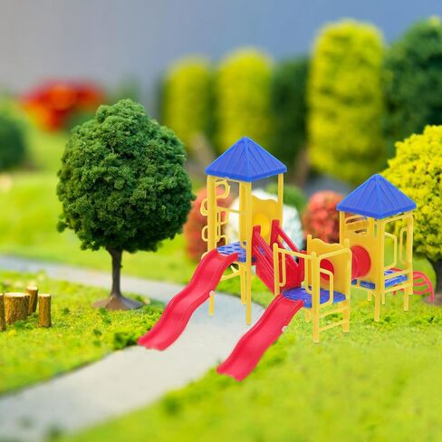 ملعب Garneck Miniature Dollhouse مجموعة مع شريحة ملونة بلاستيكية ملعب مصغرة للدمى أو الرمال المائدة دمية البيت الحلقات الحلي المنزلية in Kuwait