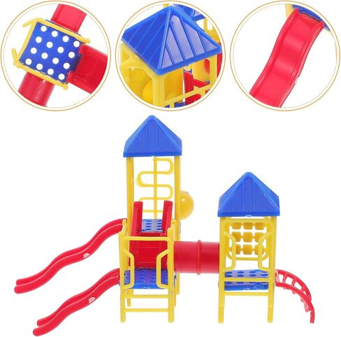 ملعب Garneck Miniature Dollhouse مجموعة مع شريحة ملونة بلاستيكية ملعب مصغرة للدمى أو الرمال المائدة دمية البيت الحلقات الحلي المنزلية in Kuwait