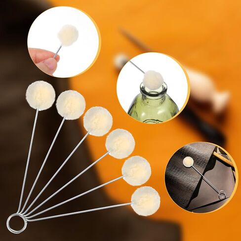 20 PCS Wool Daubers Ball Brush Leather Dye Tool with Metal Handle, Leather Dye Applicator for DIY Crafts Projects Wool Balls Brush Leathercraft Tools and Supplies for DIY Crafts Projects Shoe Polish in Saudi Arabia