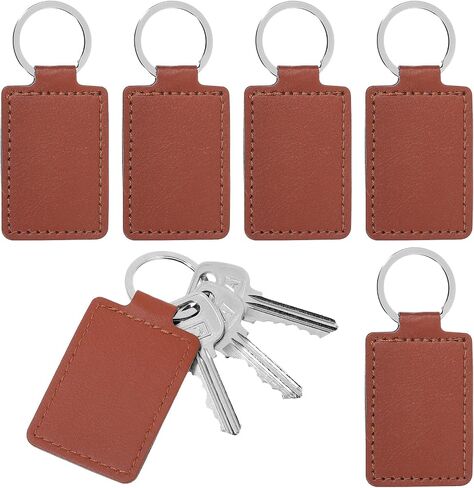 25 Pcs Blank Leather Keychains PU Key Fobs with Ring Rectangular Leather Key Fob Universal Keys Chain Holder Keychain Kit for Keychains Making DIY Craft Working Supplies Gifts Birthday in Saudi Arabia