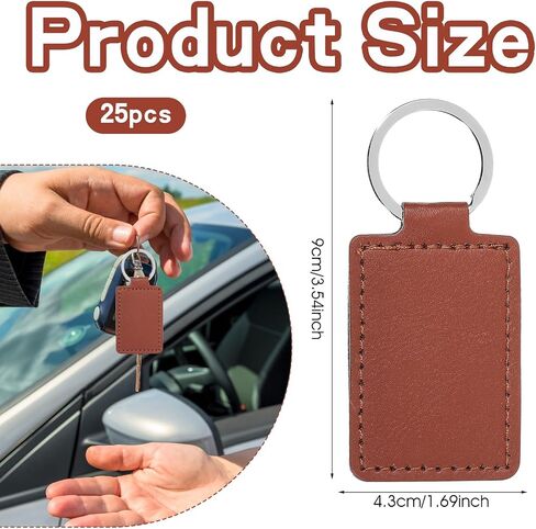 25 Pcs Blank Leather Keychains PU Key Fobs with Ring Rectangular Leather Key Fob Universal Keys Chain Holder Keychain Kit for Keychains Making DIY Craft Working Supplies Gifts Birthday in Saudi Arabia