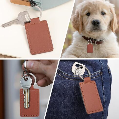 25 Pcs Blank Leather Keychains PU Key Fobs with Ring Rectangular Leather Key Fob Universal Keys Chain Holder Keychain Kit for Keychains Making DIY Craft Working Supplies Gifts Birthday in Saudi Arabia