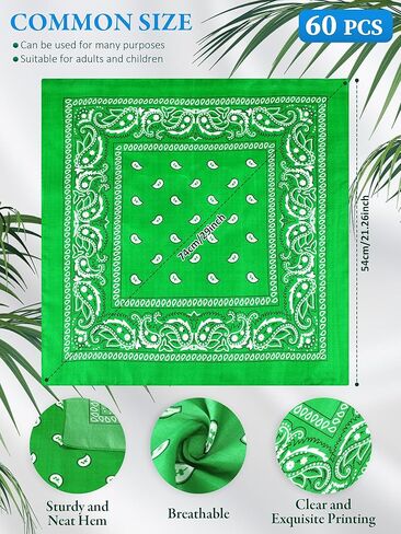 Unittype 60 Pieces Unisex Paisley Bandanas Bulk Multi Purpose Cowboy Bandanas Novelty Headband Handkerchief for Women Men Party Costume in Kuwait