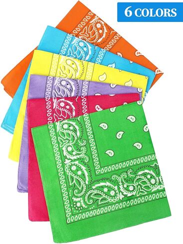 Unittype 60 Pieces Unisex Paisley Bandanas Bulk Multi Purpose Cowboy Bandanas Novelty Headband Handkerchief for Women Men Party Costume in Kuwait