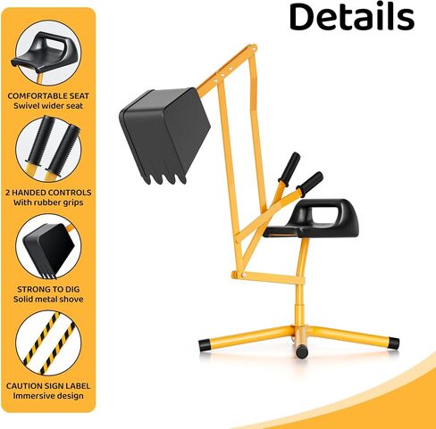 Outdoor Toy Excavator, Beach Toys Outdoor Sandbox Toy Digger, Solid Steel Rotates 360 with Rotatable Seat for Dirt, Snow, Beach, Playground, Outdoor Sandbox Play Toy, Yellow in Saudi Arabia