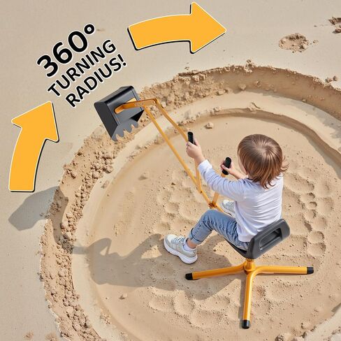 Outdoor Toy Excavator, Beach Toys Outdoor Sandbox Toy Digger, Solid Steel Rotates 360 with Rotatable Seat for Dirt, Snow, Beach, Playground, Outdoor Sandbox Play Toy, Yellow in Saudi Arabia