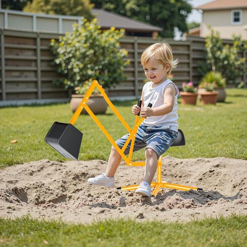 Outdoor Toy Excavator, Beach Toys Outdoor Sandbox Toy Digger, Solid Steel Rotates 360 with Rotatable Seat for Dirt, Snow, Beach, Playground, Outdoor Sandbox Play Toy, Yellow in Saudi Arabia