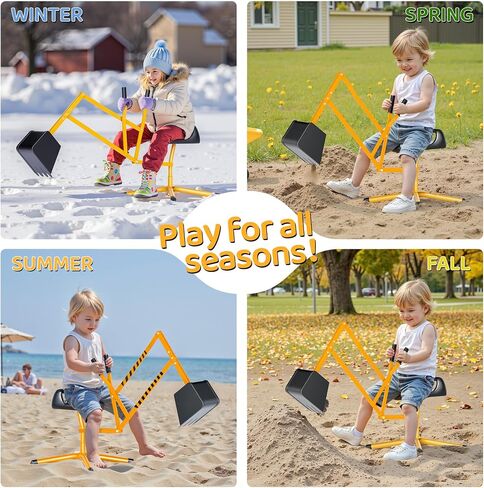 Outdoor Toy Excavator, Beach Toys Outdoor Sandbox Toy Digger, Solid Steel Rotates 360 with Rotatable Seat for Dirt, Snow, Beach, Playground, Outdoor Sandbox Play Toy, Yellow in Saudi Arabia