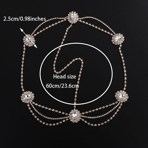 Missgrace Women Bohemian Rhinestones Gold Silver Gypsy Head Chain Hair Accessories for Bridal and Girls in Kuwait