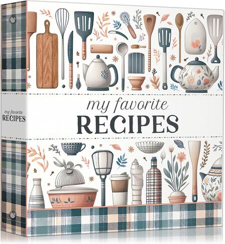 Recipe Binder Organizer, 3-Ring Plaid Cookbook Binder with 12 Custom Dividers, 25 Protective Pages, Ample Space Recipe Cards, Cooking Conversion Chart Inside Cover, Scratch Resistant Tabs in Saudi Arabia