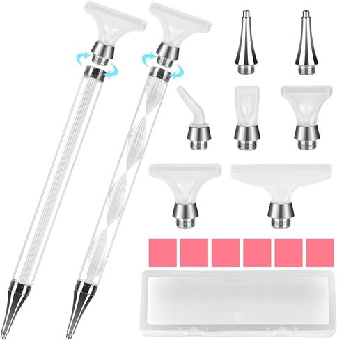 16PCS Diamond Art Pens Set - 2Pcs Diamond Art Painting Pen with 7Pcs Screw in Tips(Include Metal Square and Round Tips) for Art DIY Craft in Kuwait