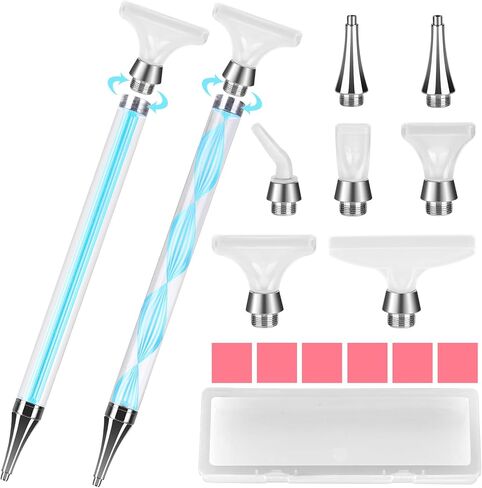 16PCS Diamond Art Pens Set - 2Pcs Diamond Art Painting Pen with 7Pcs Screw in Tips(Include Metal Square and Round Tips) for Art DIY Craft in Kuwait