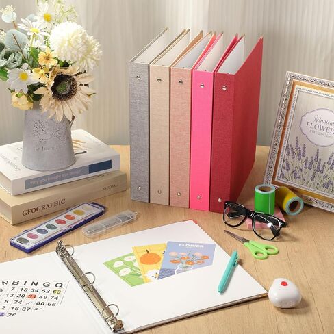Fulmoon 6 PCS الجمالية 3 المجلدات الحلقية مع غطاء الكتان 1 بوصة حلقات مستديرة مع الجيب الداخلي 8.5 "× 11" يناسب الحرف الحجم لمكتب المدرسة والمنزل (لافندر) in Saudi Arabia