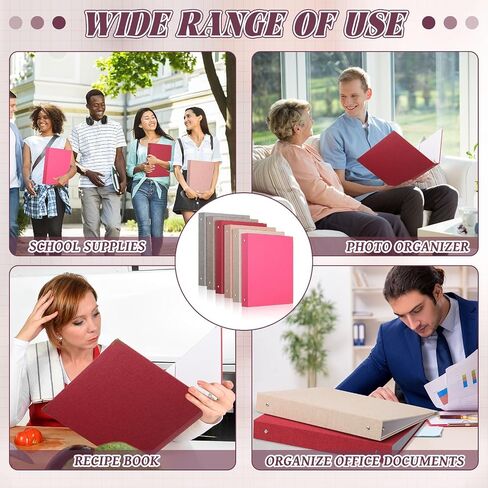 Fulmoon 6 PCS الجمالية 3 المجلدات الحلقية مع غطاء الكتان 1 بوصة حلقات مستديرة مع الجيب الداخلي 8.5 "× 11" يناسب الحرف الحجم لمكتب المدرسة والمنزل (لافندر) in Saudi Arabia
