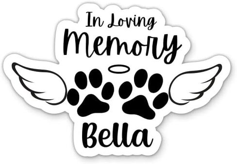 Custom Pet Memorial Sticker - Personalized with Name Any Text in Loving Memory Dog Cat Angel Wings Paw Vinyl Sticker for Water Bottle Laptop Phone Car in Saudi Arabia