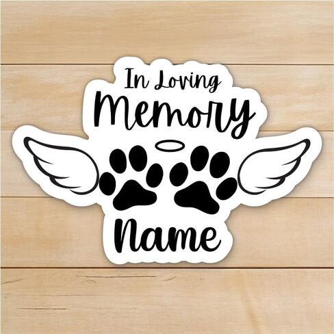 Custom Pet Memorial Sticker - Personalized with Name Any Text in Loving Memory Dog Cat Angel Wings Paw Vinyl Sticker for Water Bottle Laptop Phone Car in Saudi Arabia