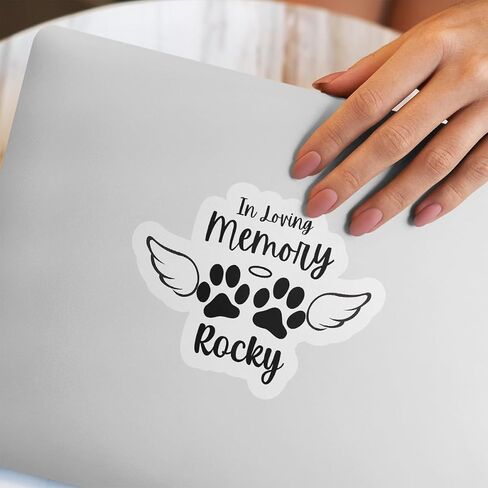 Custom Pet Memorial Sticker - Personalized with Name Any Text in Loving Memory Dog Cat Angel Wings Paw Vinyl Sticker for Water Bottle Laptop Phone Car in Saudi Arabia