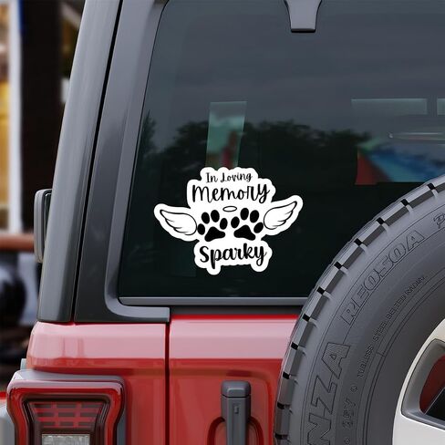 Custom Pet Memorial Sticker - Personalized with Name Any Text in Loving Memory Dog Cat Angel Wings Paw Vinyl Sticker for Water Bottle Laptop Phone Car in Saudi Arabia
