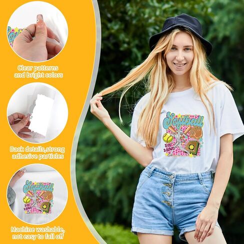 Softball Iron on Transfers for T-Shirts, 20 Pcs Women Softball DTF Transfers Ready to Press, Sport Iron on Patch Decals, Heat Transfer Vinyl for Bag Clothing DIY Craft in Saudi Arabia