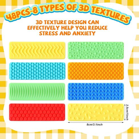 48 PCS ملصقات القلق السيليكون الحسية شريط السيليكون ملصقات الصحة العقلية المطاطية تململ أشرطة مزخرفة ألعاب هائل من العناصر الهادئة الهادئة. in Saudi Arabia