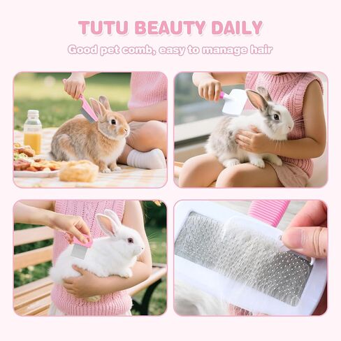 16 PCS Bunny Grooming Kit ، صندوق القمامة الأرانب ، ألعاب الأرنب ، البطانيات مع لوازم التنظيف ، وقعادة مرحاض للحيوانات الأليفة مع وعاء قفص للحيوانات الأليفة المعلقة مناسبة للأرنب ، خنزير غينيا (وردي) (وردي (16 مساءً)) in Kuwait