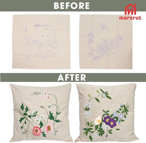 2 مجموعة مجموعة وسادة تطريز بما في ذلك علبة وسادة تغطية الوسادة مع رسومات كبيرة وسوستة ، والإبر ، وخيوط وأدوات التعليمات لحرف الطاقم الدانتيل (تصميم الزهور ، لا لبوس ، ب) ب) ب) ب) ب) in Kuwait