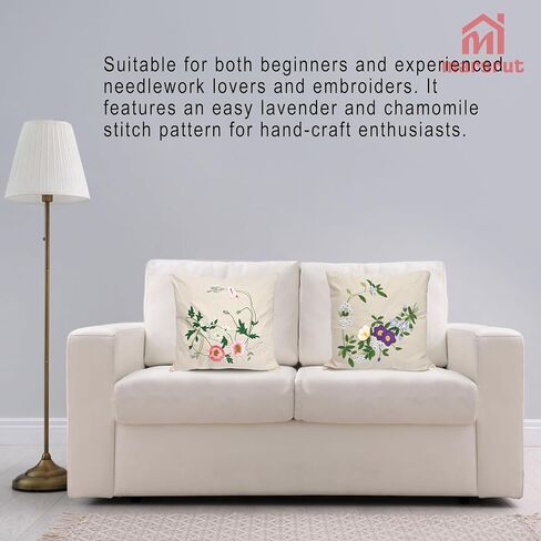 2 مجموعة مجموعة وسادة تطريز بما في ذلك علبة وسادة تغطية الوسادة مع رسومات كبيرة وسوستة ، والإبر ، وخيوط وأدوات التعليمات لحرف الطاقم الدانتيل (تصميم الزهور ، لا لبوس ، ب) ب) ب) ب) ب) in Kuwait