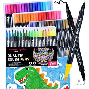36 Colors Brush & Fine Dual Tip Art Markers Set for Adult Kids Coloring, Dual Tip Colored Pens Markers Quick Drying Without Fading ,Water Based Marker for Calligraphy, Journal ,Doodling,Painting in Kuwait