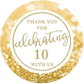 Andaz Press Glitzy Faux Rose Gold Glitter Round Sticker Labels, Thank You for Celebrating 80 with Us, 80th Birthday or Anniversary, 40-Pack in Saudi Arabia