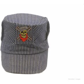 Pinnacle Awards Canada Striped Train Engineer Cap Yellow Train Engine, Navy/White, One size in Kuwait