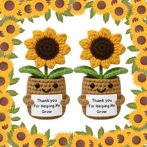 2 Pcs Positive Crochet Sunflower Emotional Support Plush Plant Doll Thank You for Helping Me Grow Appreciation Cheer Up Gifts for Coworkers Friends Teachers Birthday Christmas, Home Office Desk Decor in Saudi Arabia