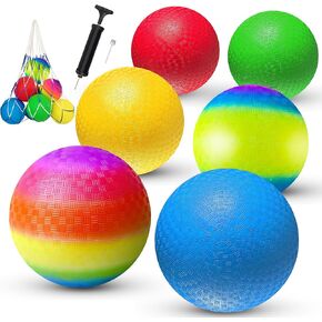 8.5 Inch Playground Balls Dodgeballs for Kids & Adults, Pack of 6 – Inflatable Rubber Kickball, Dodgeball, Handball for School, Recess, PE, Outdoor Games, Playground & Backyard More with Ball Pump in Saudi Arabia