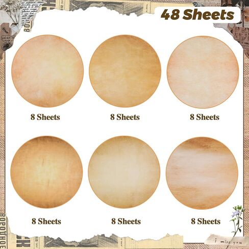 Konsait 48 Sheets Vintage Stationery Paper 8.5 x 11, Double Sided Decorative Printer Paper Old Looking Antique Papers for Letter Writing Scrapbooking Invitation 6 Designed in Saudi Arabia