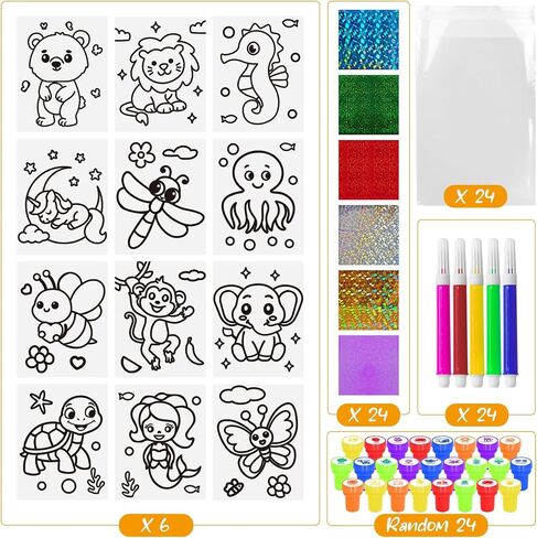Cinrobiye 168 PCS Foil Art Craft Active for Kids ， كتب التلوين بشكل كبير للأعمار 2-4-8-12 اللوازم الفنية الممتعة صفحات النشاط الإبداعية DIY لجوائز الفصول الدراسية. in Kuwait