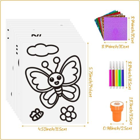 Cinrobiye 168 PCS Foil Art Craft Active for Kids ， كتب التلوين بشكل كبير للأعمار 2-4-8-12 اللوازم الفنية الممتعة صفحات النشاط الإبداعية DIY لجوائز الفصول الدراسية. in Kuwait