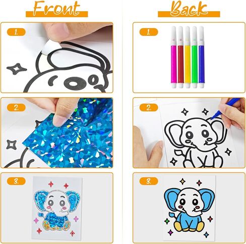 Cinrobiye 168 PCS Foil Art Craft Active for Kids ， كتب التلوين بشكل كبير للأعمار 2-4-8-12 اللوازم الفنية الممتعة صفحات النشاط الإبداعية DIY لجوائز الفصول الدراسية. in Kuwait